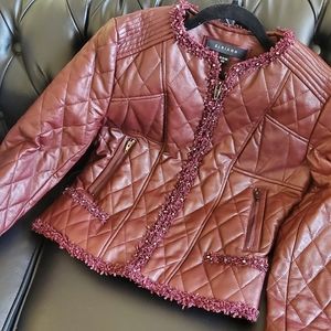 💋Red femine Leather Jacket